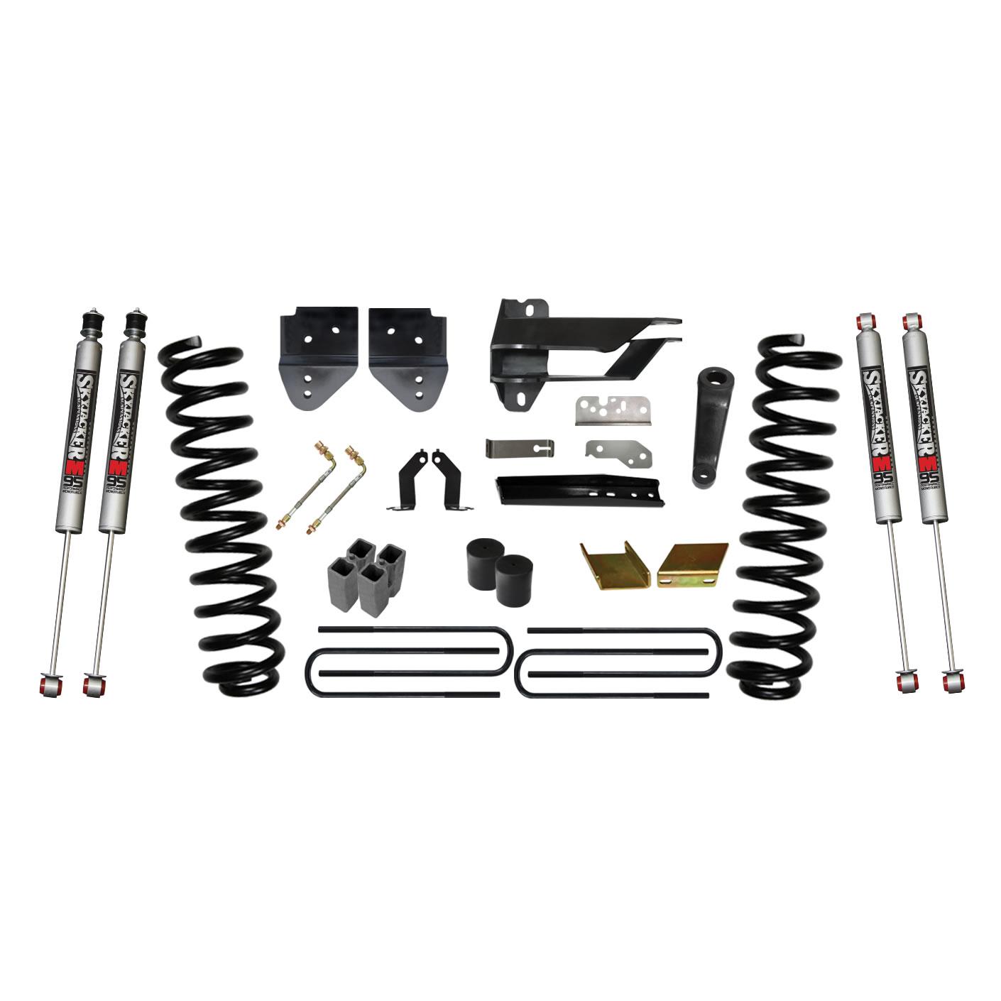 Skyjacker Lift Kit 6 Inch Lift 17-19 Ford F-350 Super Duty Includes Front Coil Springs Blocks U-bolts Bump Stop Spacers Radius Arm/Sway Bar/Track Bar Relocation Brackets M9500 Monotube Shocks - F17601K3-M