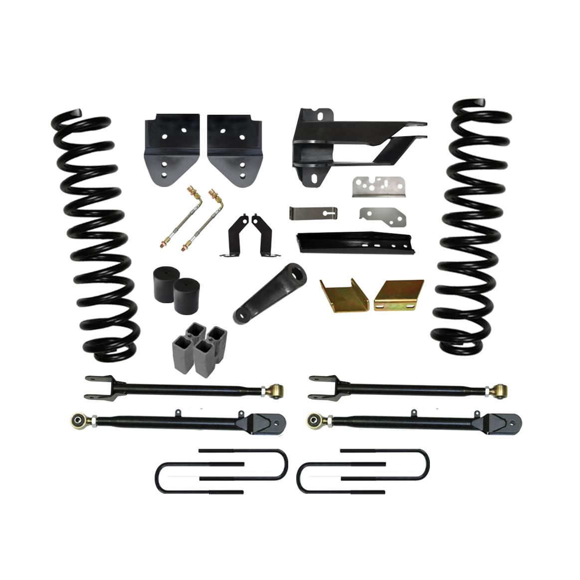 Skyjacker Lift Kit 6 Inch Lift Class II 4-Link System 17-19 Ford F-250 Super Duty Includes Front Coil Springs Track Bar/Radius Arm/Steering Stabilizer Relocation Brackets Rear Lift Blocks/U-Bolts - F176024K