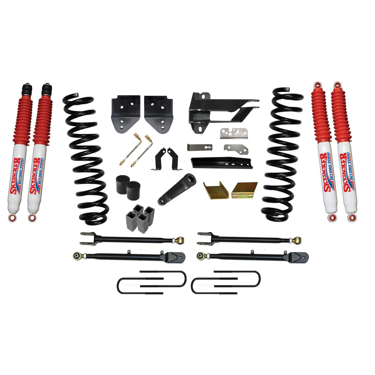 Skyjacker Lift Kit 6 Inch Lift w/Adjustable 4-Links 17-19 Ford F-350 Super Duty Includes Front Coil Springs U-Bolts Bump Stop Spacers Upper/Lower Radius Arms Lowering Brackets Hydro 7000 Shocks - F176024K3-H