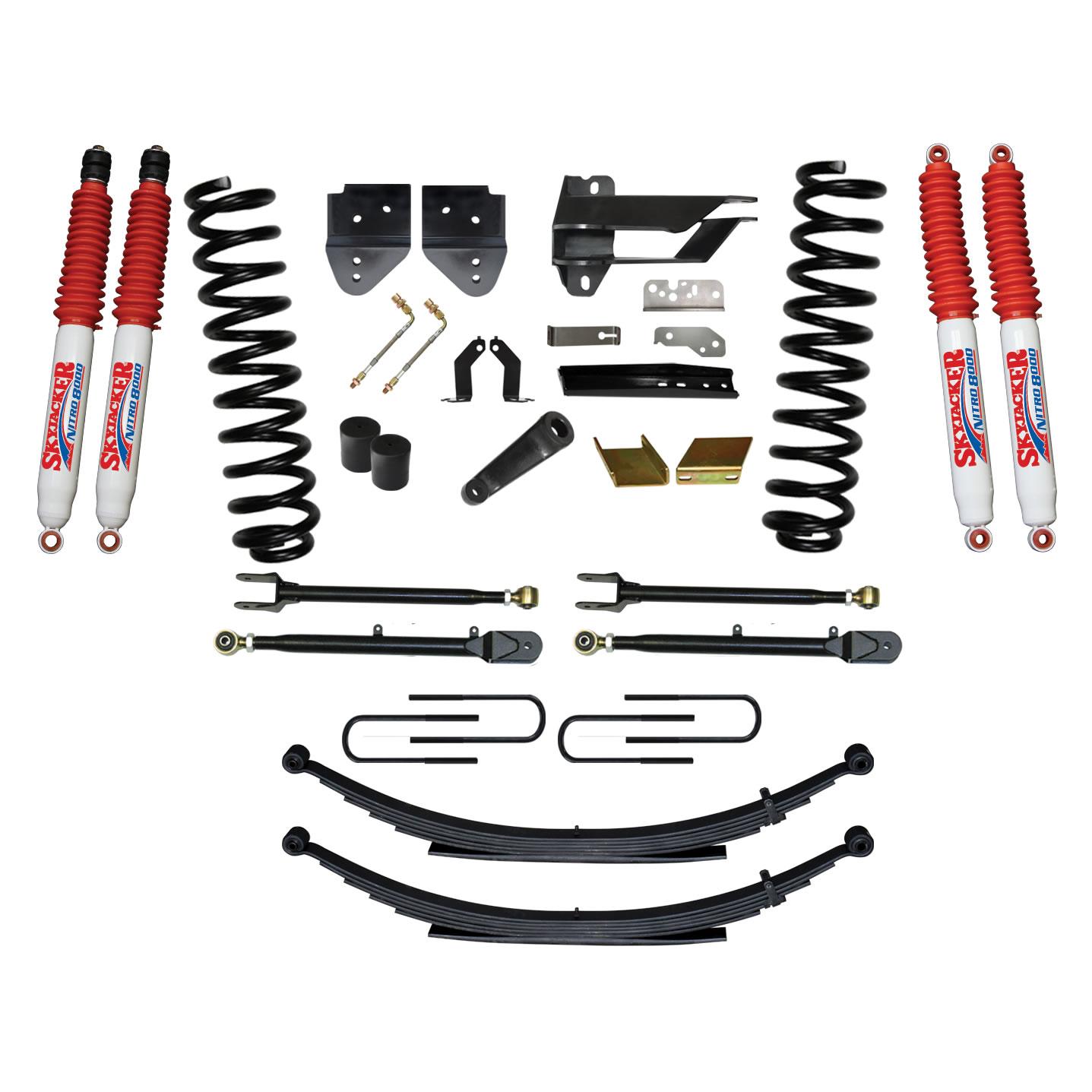 Skyjacker Suspension Lift Kit w/Shock 6 Inch Lift Incl. Front Coil Springs Rear Leaf Springs Adjustable 4-Links Nitro 8000 Shocks 17-19 Ford F-250/ F-350 Super Duty Gas - F176024KS-N