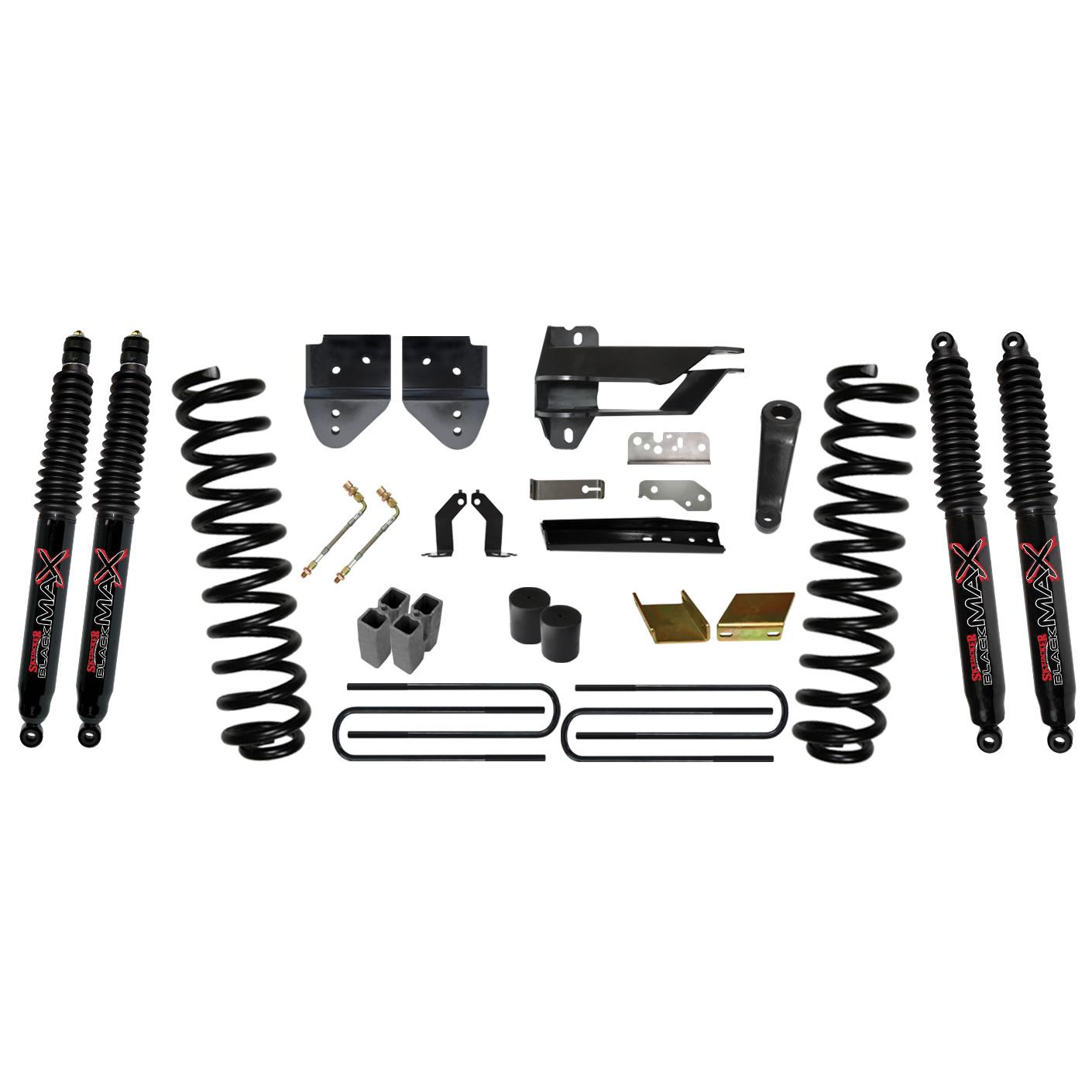 Skyjacker Suspension Lift Kit w/Shock 6 Inch Lift 17-19 Ford F-350 Super Duty Incl. Front Coil Springs Blocks U-bolts Bump Stop Spacers Radius Arm/Sway Bar/Track Bar Relocation Brackets Nitro Shocks - F17651K3-B