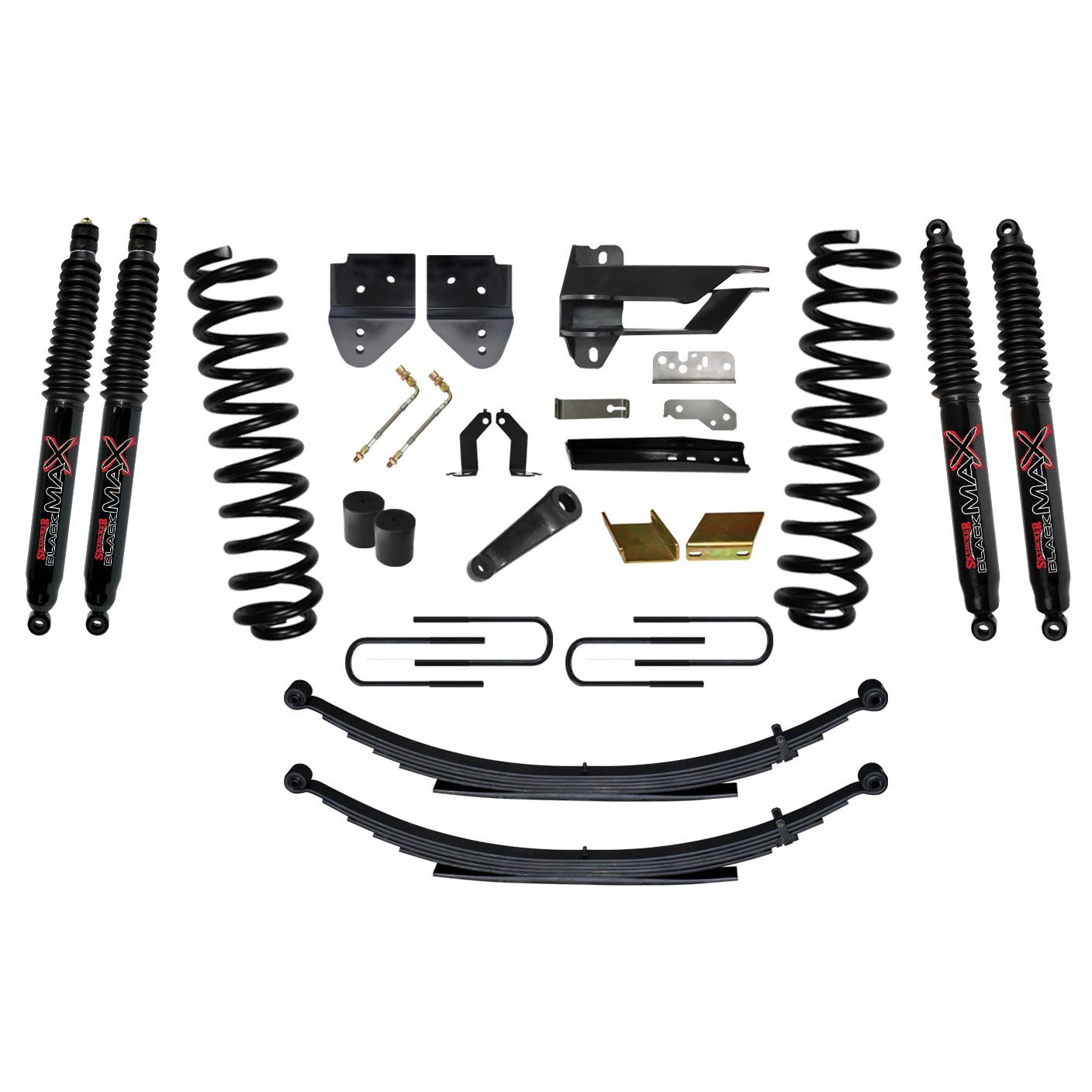 Skyjacker Suspension Lift Kit w/Shock 6 Inch Lift Incl. Front Coil Springs Rear Leaf Springs Black MAX 8500 Shocks 17-19 Ford F-250/ F-350 Super Duty Diesel - F17651KS-B