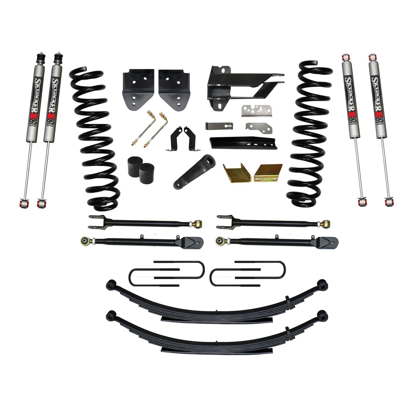 Skyjacker Suspension Lift Kit w/Shock 6 Inch Lift Incl. Front Coil Springs Rear Leaf Springs Adjustable 4-Links M9500 Monotune Shocks 17-19 Ford F-250/ F-350 Super Duty Diesel - F176524KS-M