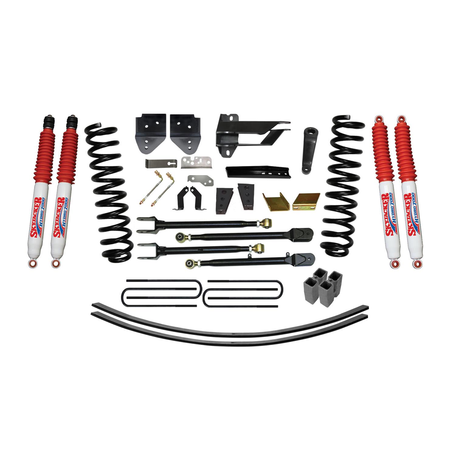 Skyjacker Suspension Lift Kit w/Shock 8.5 Inch Lift w/Adjustable 4-Links Incl. Front Coil Springs U-Bolts Bump Stop Spacer Upper/Lower Radius Arms Lowering Bracket Hydro 7000 Shocks - F17852K-H