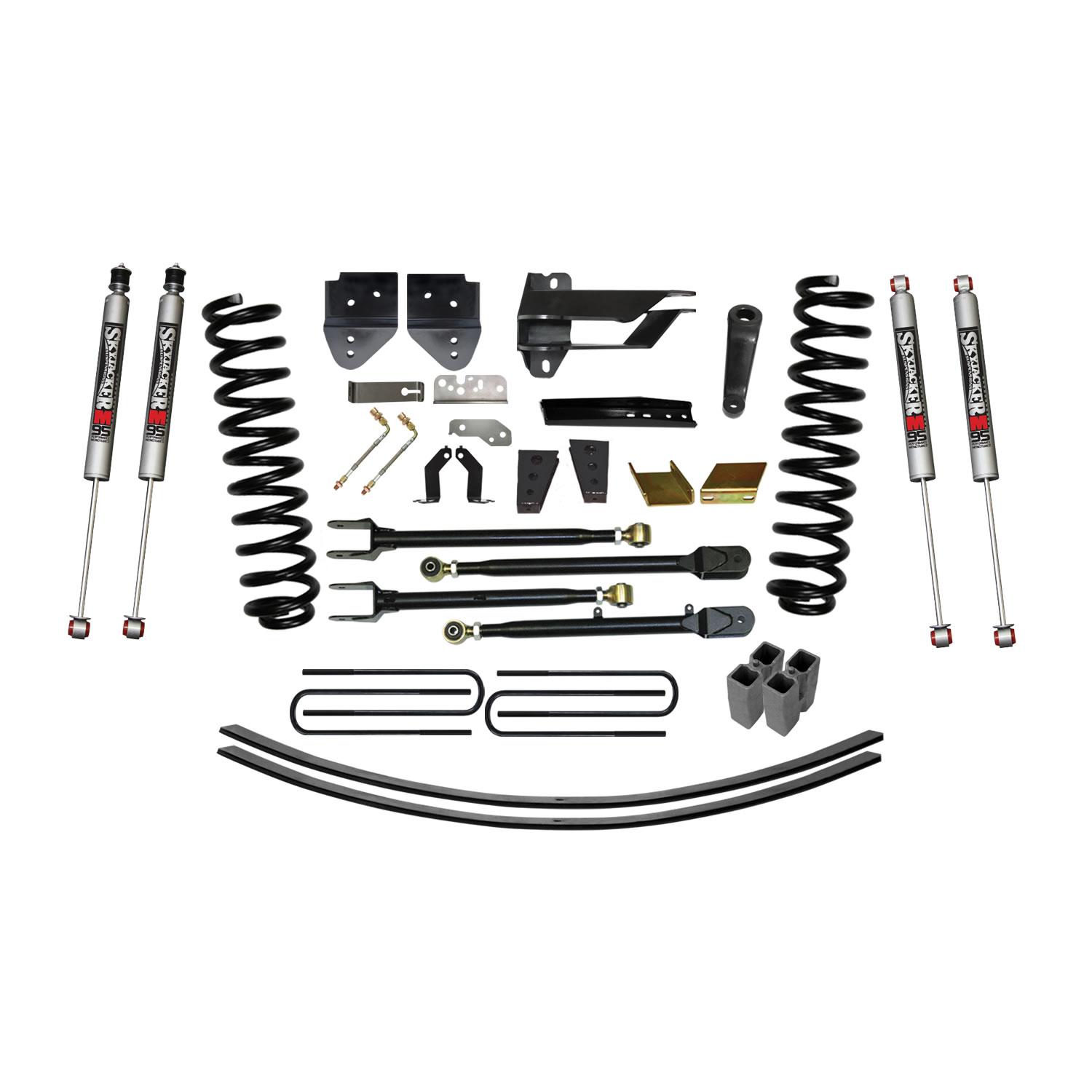 Skyjacker Suspension Lift Kit w/Shock 8.5 Inch Lift w/Adjustable 4-Links Incl. Front Coil Springs U-Bolts Bump Stop Spacers Radius Arms Lowering Brackets M9500 Monotube Shocks 17-19 Ford F-250/ F-350 Super Duty - F17852K-M
