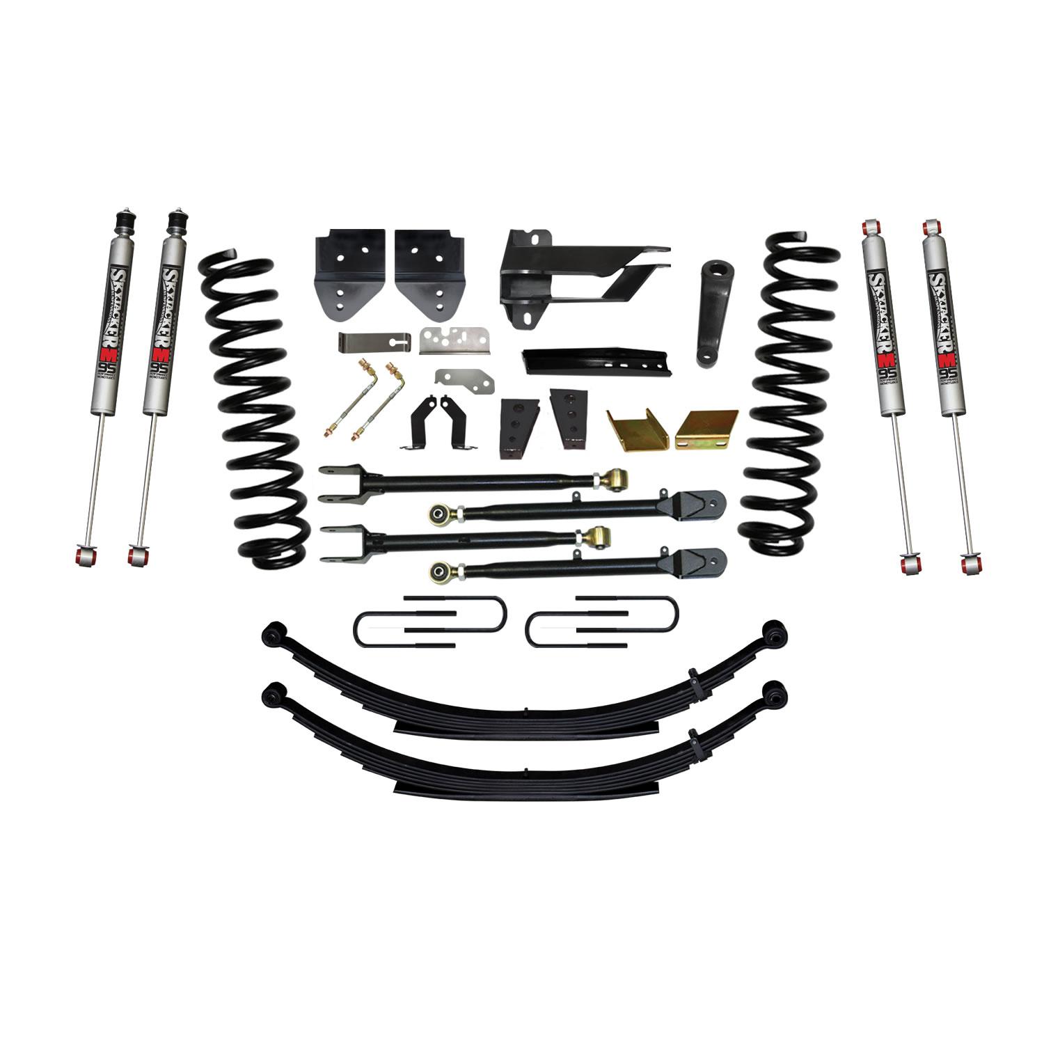Skyjacker Suspension Lift Kit w/Shock 8.5 Inch Lift Incl. Front Coil Springs Rear Leaf Springs Adjustable 4-Links M9500 Monotube Shocks 17-19 Ford F-250/ F-350 Super Duty Diesel - F17852KS-M