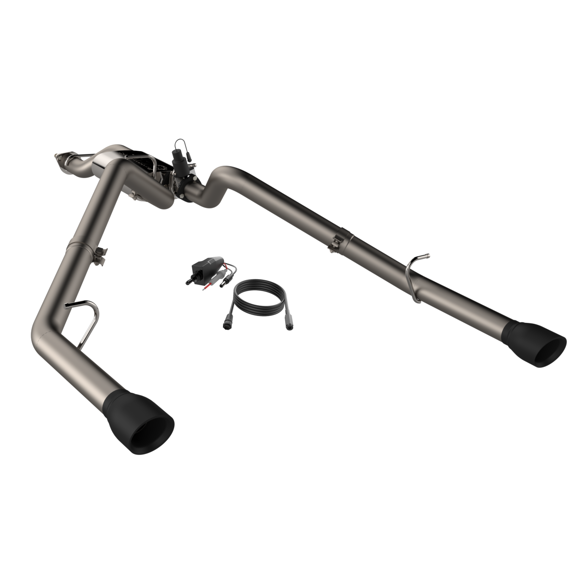QTP 2019-2020 Ram 1500 QTP Screamer Split Rear Exit Cat Back Black Tips - 420019B