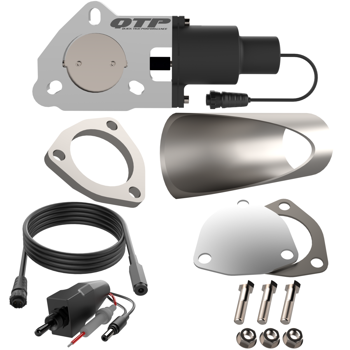 QTP 2.25 Inch QTP Electric Exhaust Cutout DIY Combo Kit - QTEC225DIY