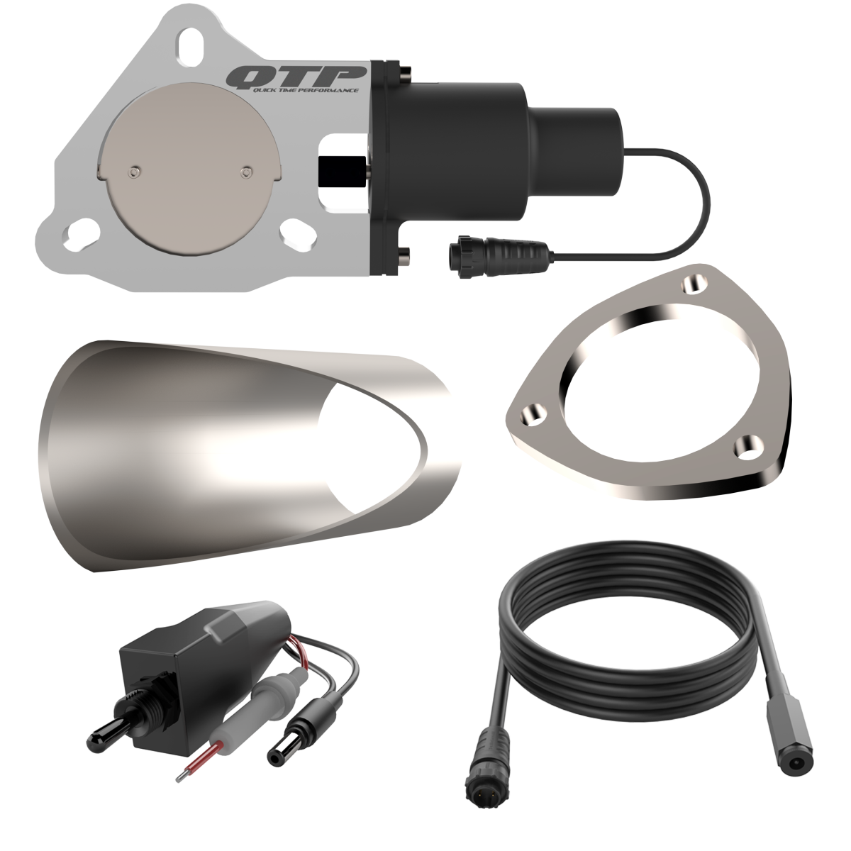 QTP 3.00 Inch QTP Electric Exhaust Cutout DIY Combo Kit - QTEC30DIY