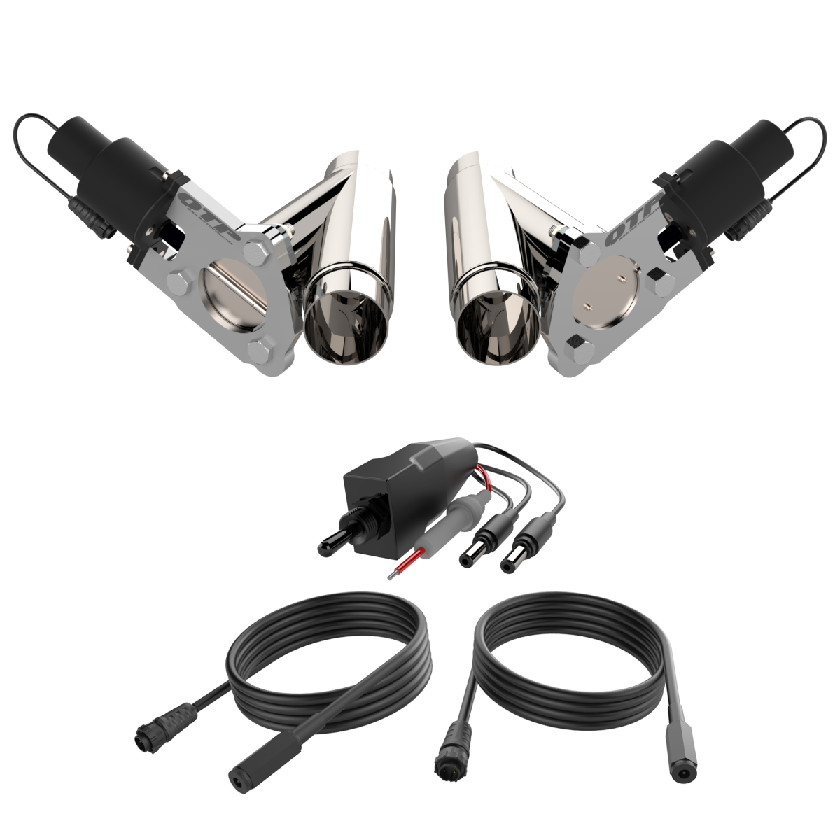 QTP Dual 2.25 Inch QTP Electric Exhaust Cutout Combo Kit - QTEC45CP