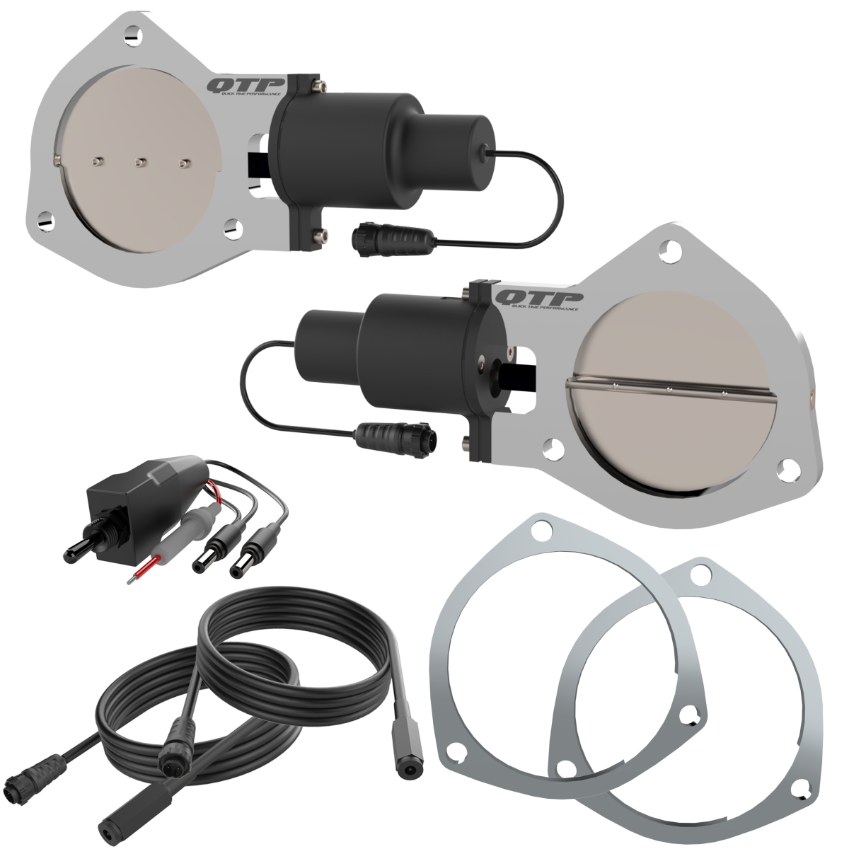 QTP Dual 4.00 Inch QTP Electric Cutout Valves w/Flanges - QTEC80F