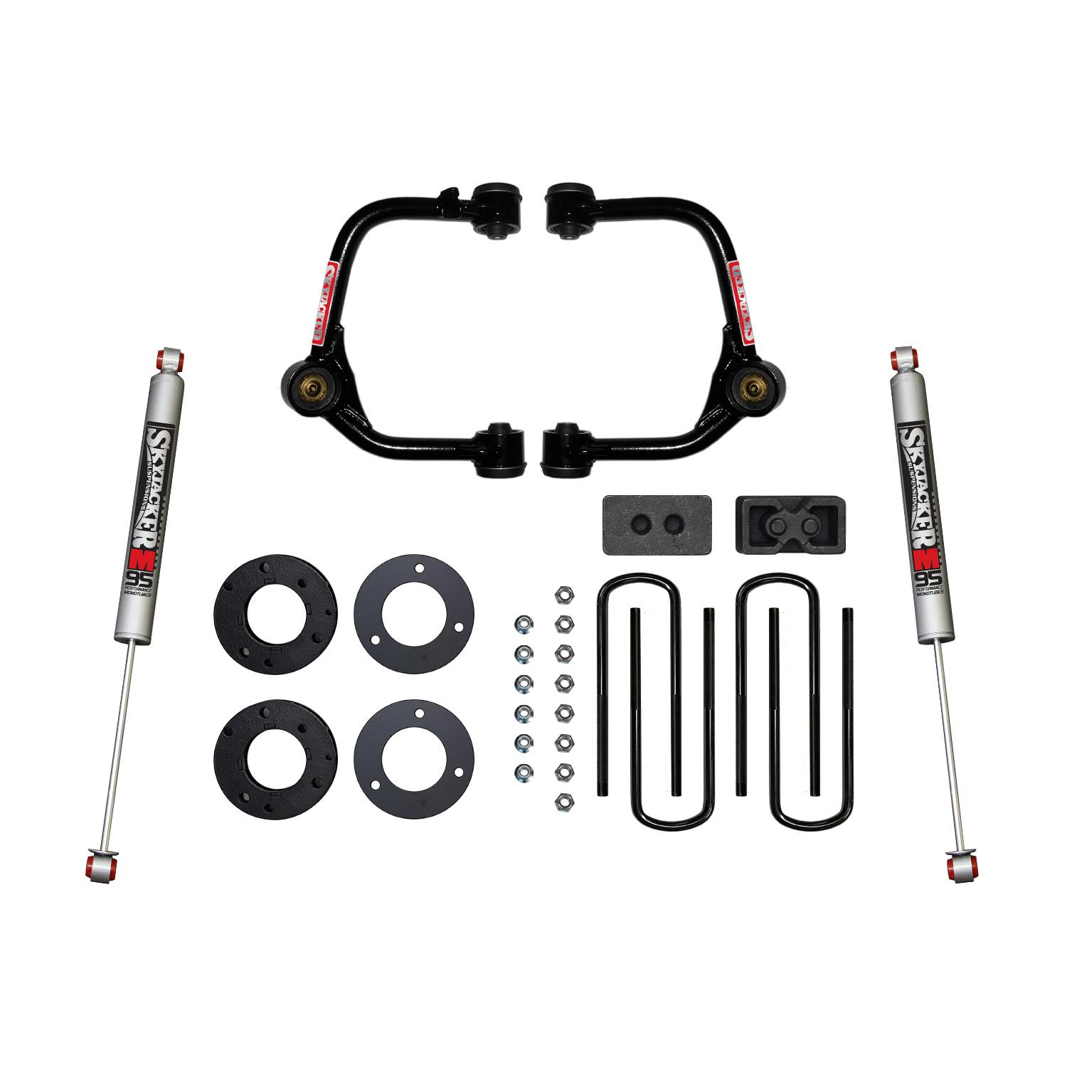 Skyjacker 3 Inch Suspension Lift Kit With Front Strut Spacers Front Upper A-arms Rear Blocks Rear U-bolts and Rear M95 Monotube Shocks 2021 Ford F-150 Skyjacker - F2130PM