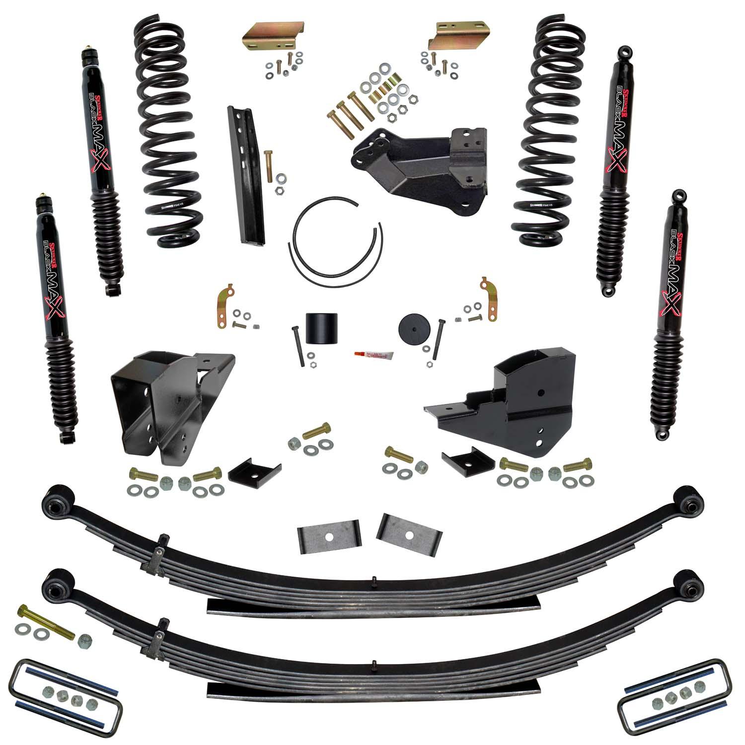 Skyjacker 4 Inch Lift Kit with Front Coils, Rear Leaf Springs, and Black MAX Shocks (2023-2024 F-250 Super Duty, F-350 Super Duty) - F23451KS-B