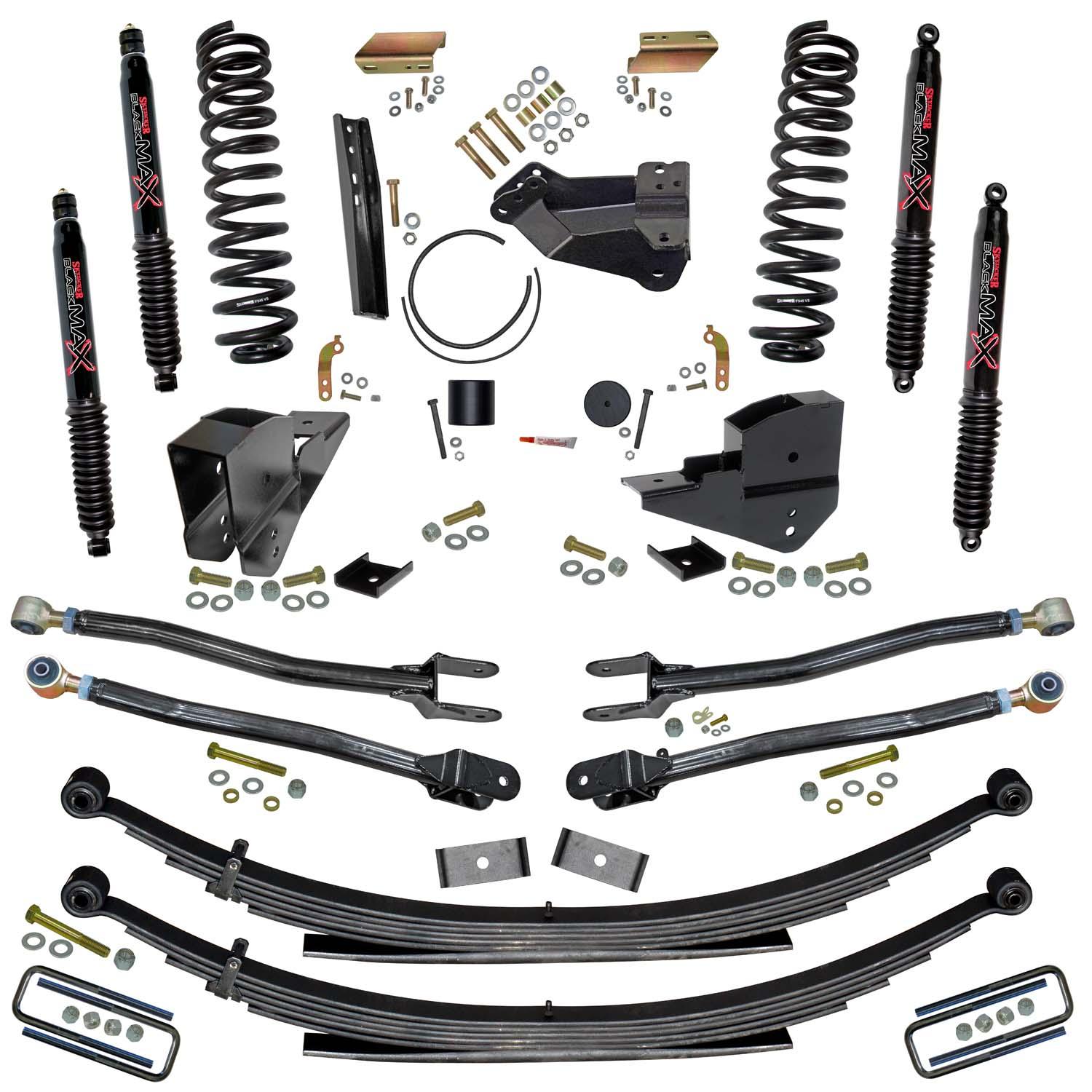 Skyjacker 4 Inch Lift Kit with Coils, Leafs, 4-Link Conversion and Black MAX Shocks (2023-2024 F-250 Super Duty, F-350 Super Duty) - F234524KS-B