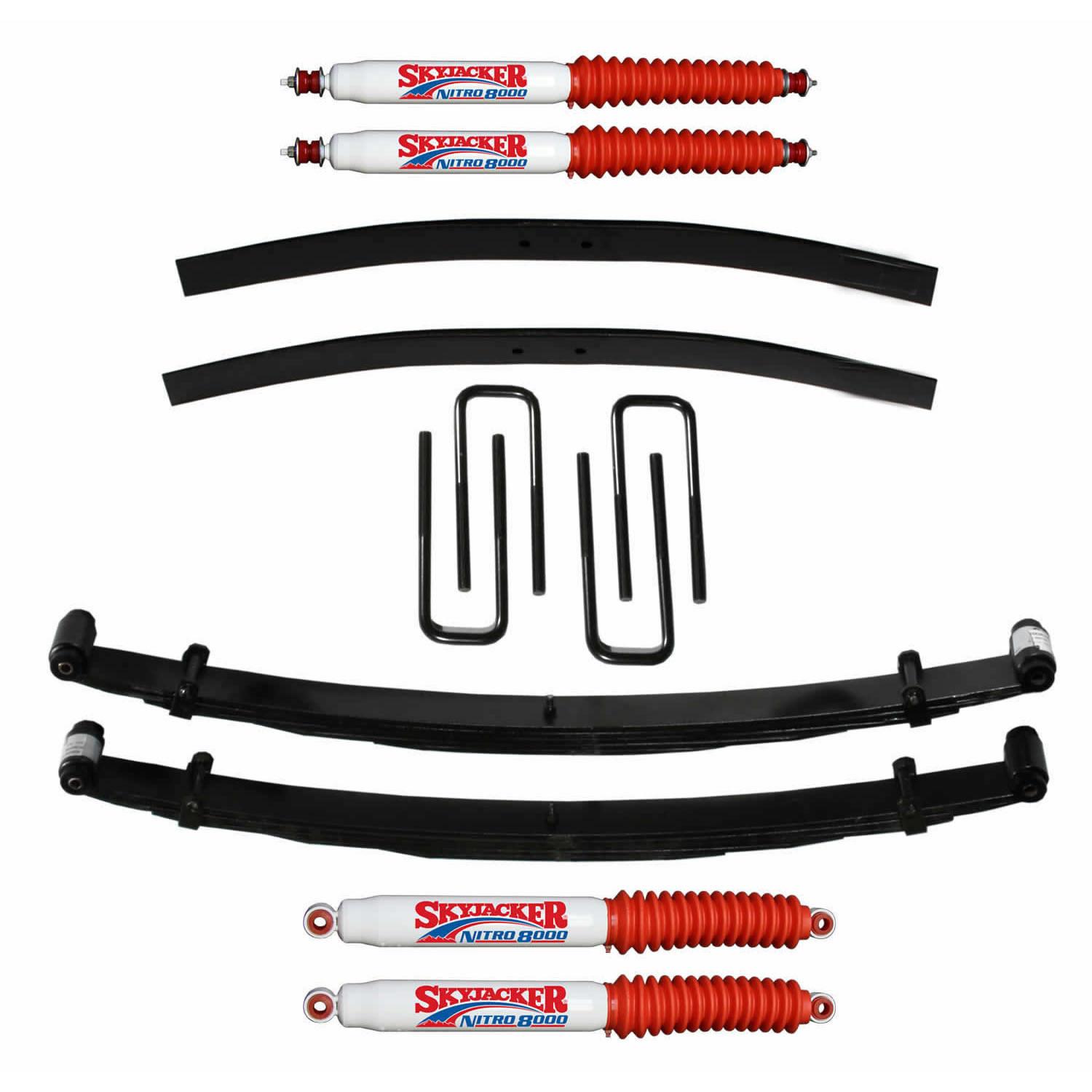 Skyjacker Suspension Lift Kit w/Shock 2 Inch Lift Incl. Front Leaf Springs Front U Bolt Kit Spring Bushing Kit Rear Add-A-Leafs 73-78 Ford F-250 - F720K-N