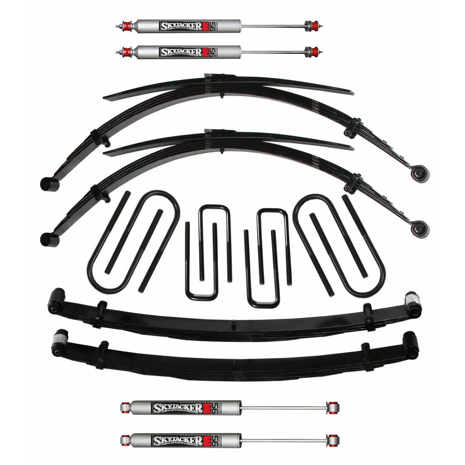 Skyjacker Suspension Lift Kit w/Shock M95 Performance Shocks 4 Inch Lift For Use w/High Boy Incl. Front/Rear Leaf Springs Front/Rear U Bolt Kits Spring Bushing Kit 73-78 Ford F-250 - F740KS-M