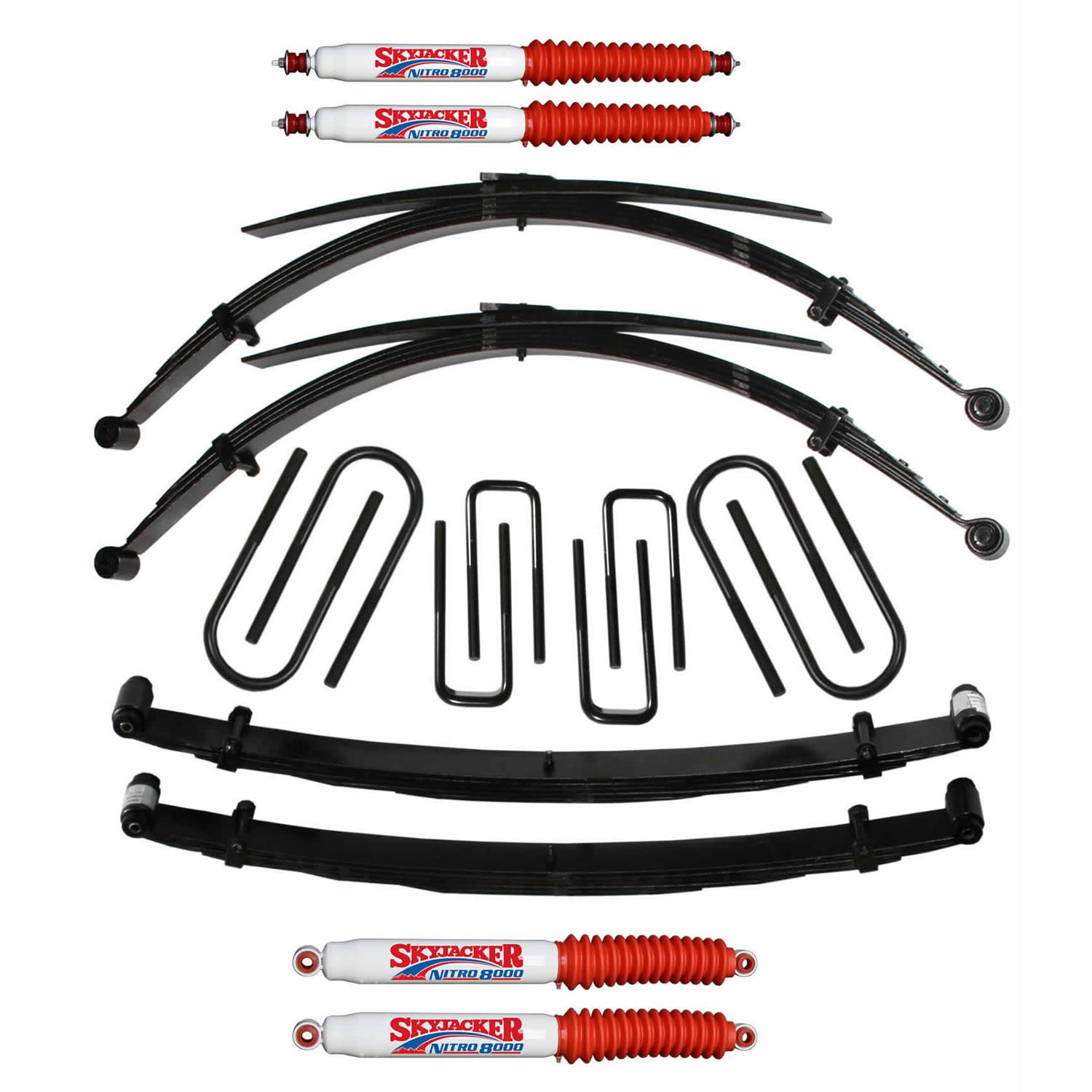 Skyjacker Suspension Lift Kit w/Shock 4 Inch Lift For Use w/High Boy Incl. Front/Rear Leaf Springs Front/Rear U Bolt Kits Spring Bushing Kit 73-78 Ford F-250 - F740KS-N