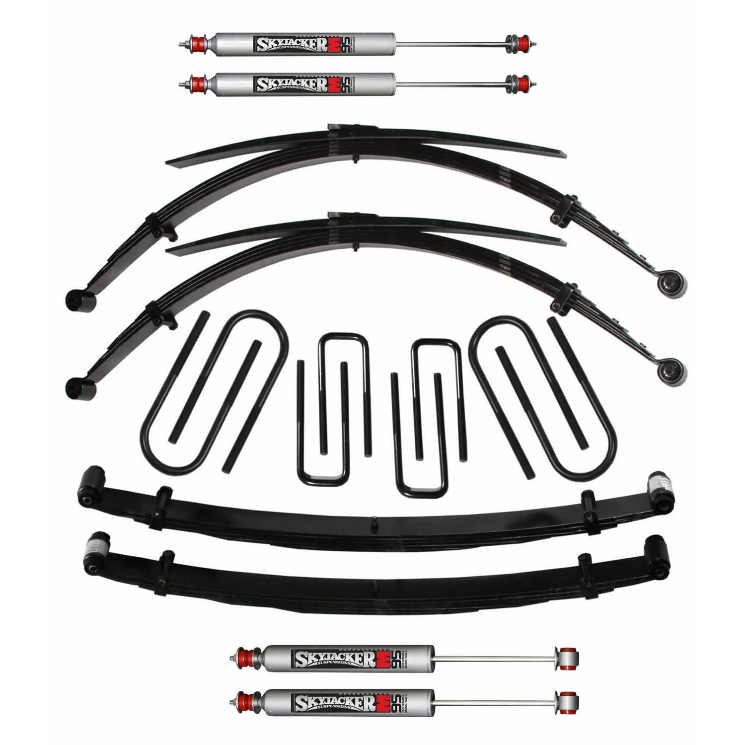 Skyjacker Suspension Lift Kit w/Shock M95 Performance Shocks 4 Inch Lift For Use w/Low Boy 77-79 Ford F-250 Incl. Front/Rear Leaf Springs Front/Rear U Bolt Kits Spring Bushing Kit - F749KS-M