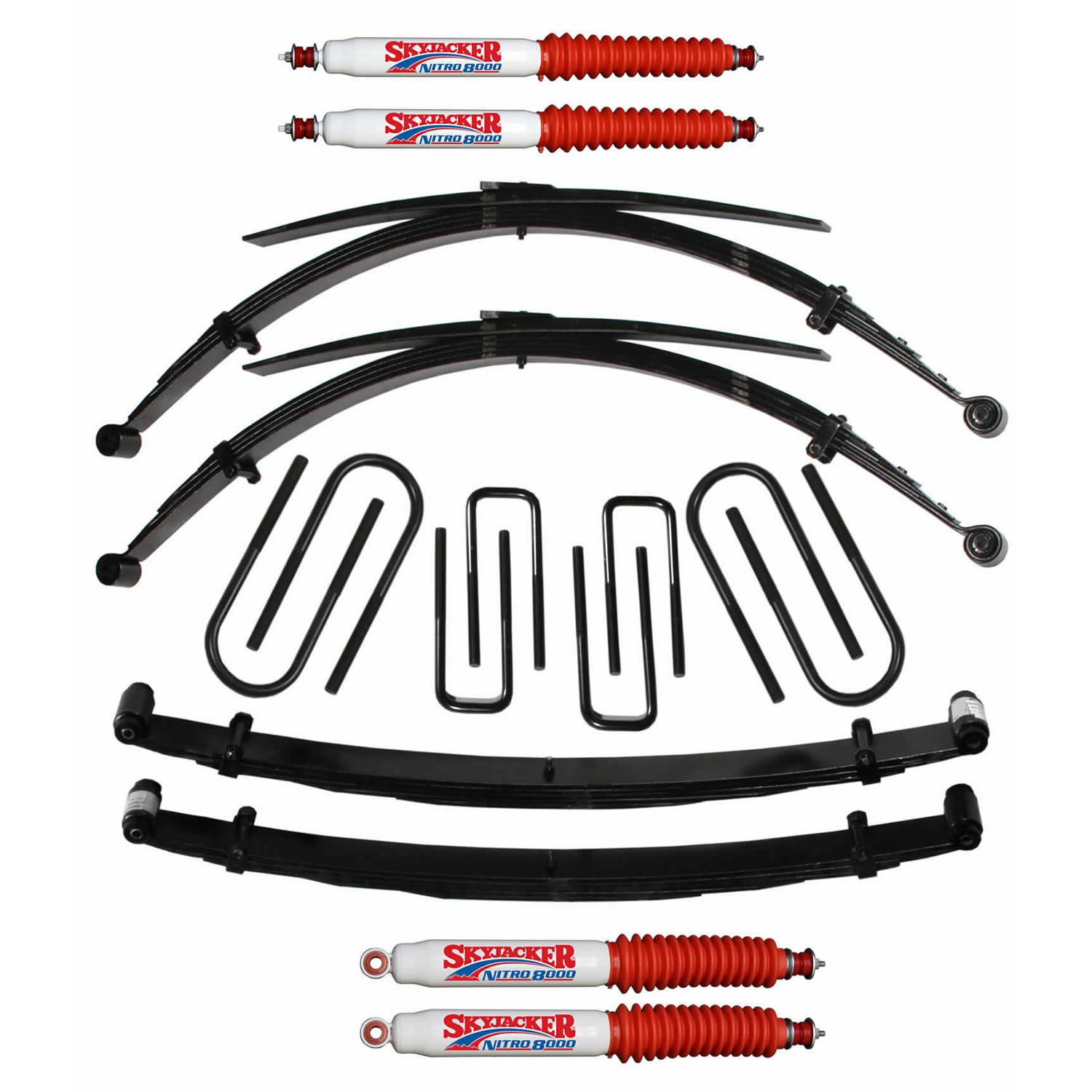 Skyjacker Suspension Lift Kit w/Shock 4 Inch Lift For Use w/Low Boy 77-79 Ford F-250 Incl. Front/Rear Leaf Springs Front/Rear U Bolt Kits Spring Bushing Kit - F749KS-N