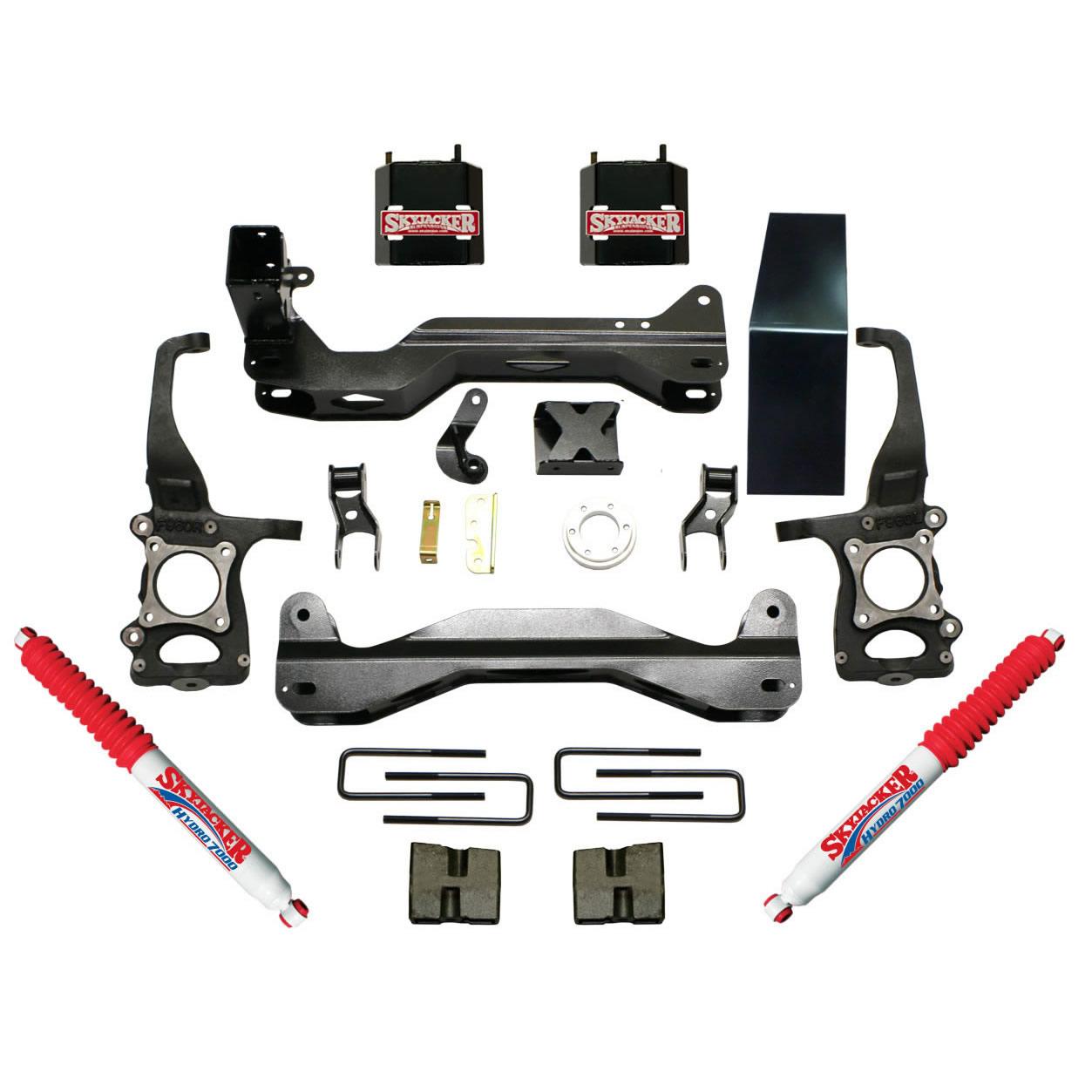 Skyjacker Suspension Lift Kit w/Shock 4.5 Inch Lift 09-14 Ford F-150 Incl. 2 Hydro Shocks/Coil Spring Spacers Red Boot - F945BKH-R