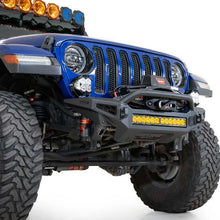 Addictive Desert Designs Jeep JL 2018 - Up Rock Fighter Front Bumper With Mounts For 5 Cube Lights or 20" Universal Light Bar In Hammer Black with Satin Black panels - F964900010103