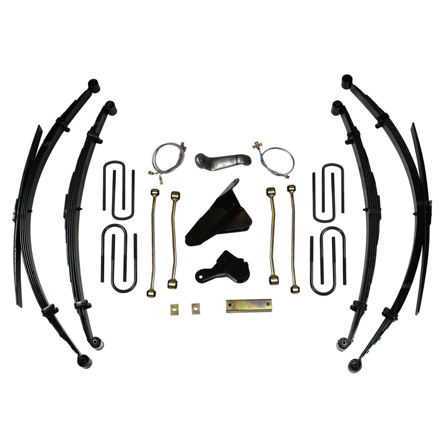Skyjacker Lift Kit 8 Inch Lift 99 Ford F-250/F-350 Super Duty Includes Front/Rear Leaf Springs TrackBar Bracket Front/Rear UBolt Kit Bushings Rear Block SwayBar Links Pitman Arm Brake Lines Vac. Tubing - F9853MKS-A