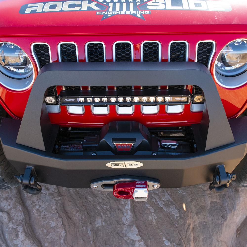 Rock Slide Engineering Jeep Bull Bar For Rigid Series Front Bumper Only Black Powdercoat - FB-BB