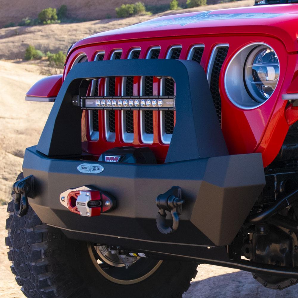 Rock Slide Engineering Jeep Bull Bar For Rigid Series Front Bumper Only Black Powdercoat - FB-BB