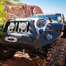 Rock Slide Engineering Jeep JK Full Front Bumper For 07-18 Wrangler JK With Winch Plate Bull Bar Black Powdercoated Rigid Series (2007-2018 Wrangler, Wrangler JK) - FB-F-100-JK