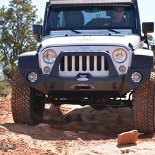 Rock Slide Engineering Jeep JK Full Front Bumper For 07-18 Wrangler JK With Winch Plate Bull Bar Black Powdercoated Rigid Series (2007-2018 Wrangler, Wrangler JK) - FB-F-100-JK
