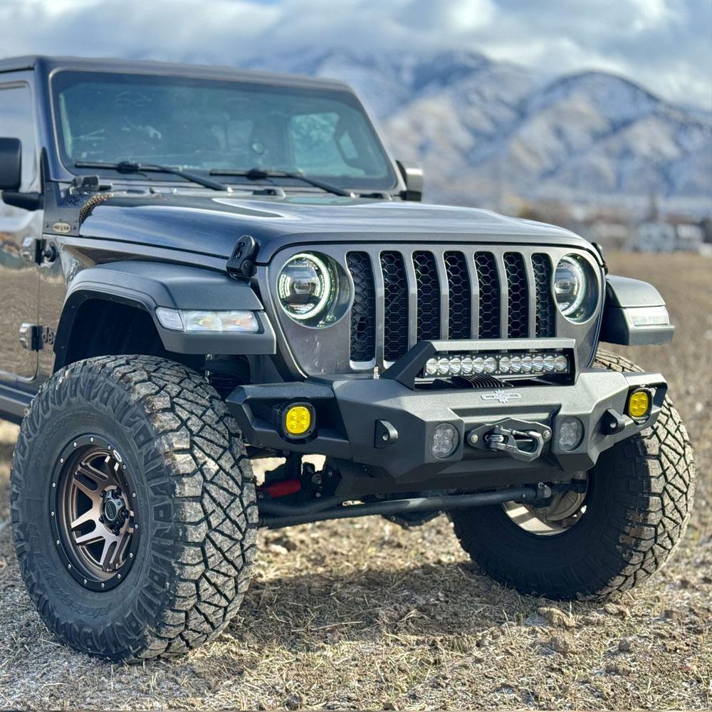 Rock Slide Engineering Mid Front Bumper With Winch Plate For 18-25 Jeep Wrangler JL 2-4 Door 20-25 Gladiator (2018-2025 Wrangler, Gladiator) - FB-F-300-JL