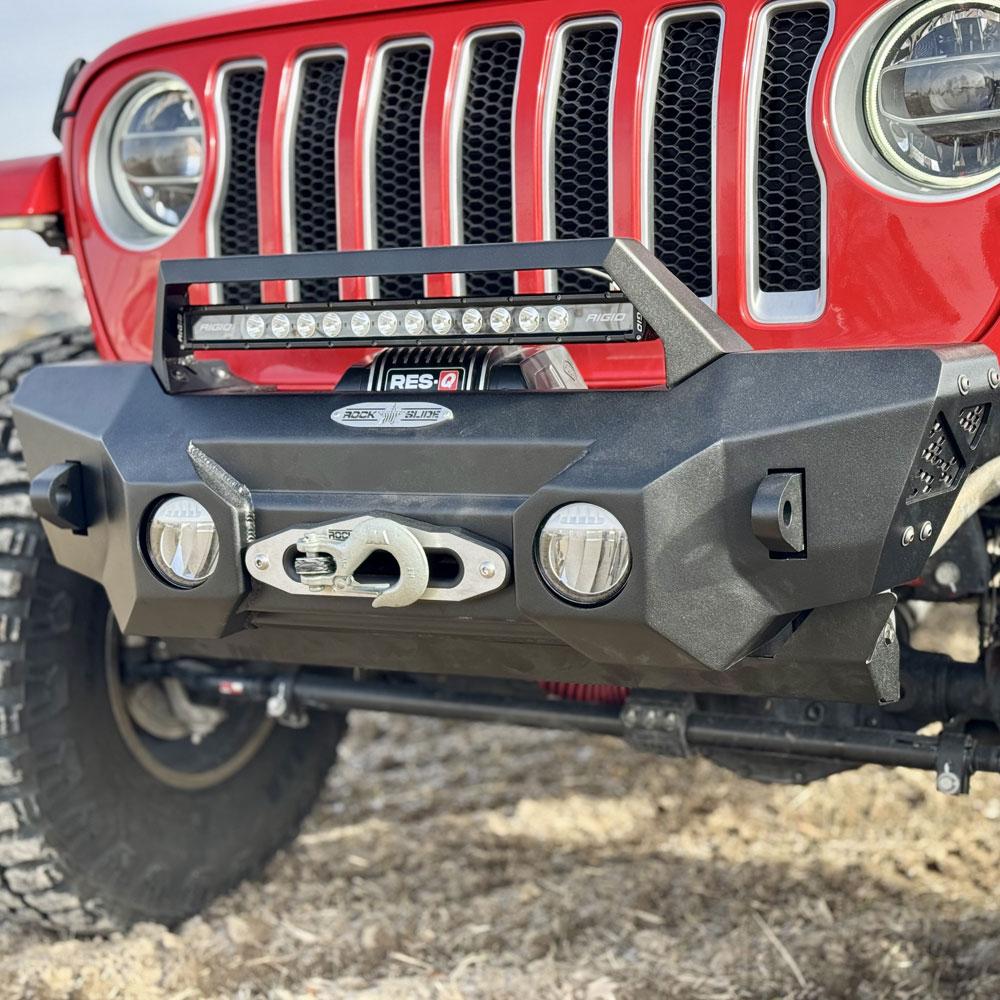 Rock Slide Engineering Shorty Front Bumper With Winch Plate For 18-25 Jeep Wrangler JL 2-4 Door 20-25 Gladiator (2018-2025 Wrangler, Gladiator) - FB-S-300-JL