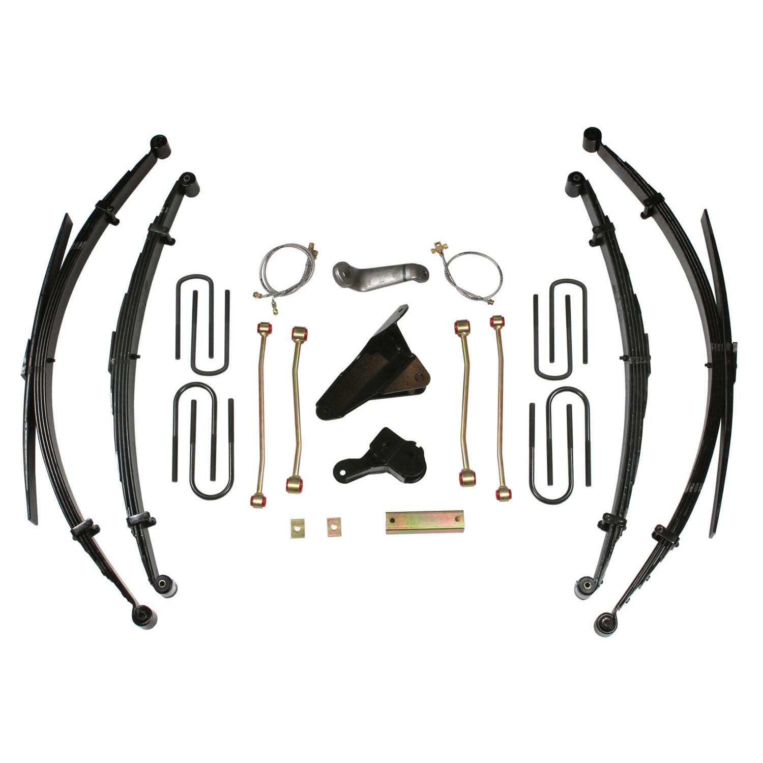 Skyjacker Lift Kit 8 Inch Lift 00-05 Ford Excursion Incl Front/Rear Leaf Springs Track Bar Bracket U Bolt Kit Bushings Sway Bar Links Pitman Arm Brake Lines Vacuum Tubing Carrier Bearing - FE80MKS-A