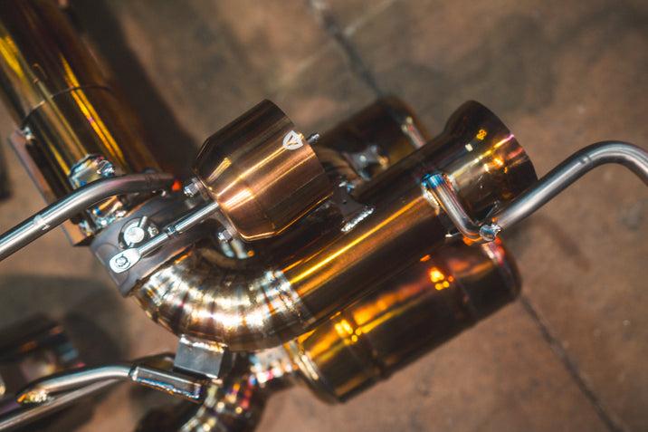 Valvetronic Designs 2013-2015 Ferrari 458 Speciale 4.5L Catback with Free Flow Pipes, Grade 5 Titanium Bespoke OEM Style Valvetronic Tips - FER.458S.VSES.FF.TI