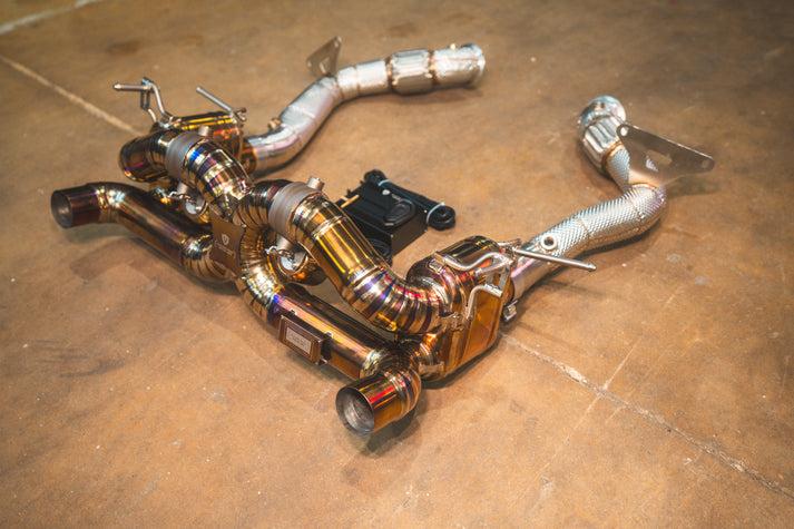 Valvetronic Designs 15-19 Ferrari 488 GTB,Spider 3.9L Full Exhaust System, Grade 5 Titanium Bespoke OEM Style Valvetronic Tips - FER.488.VSES.FF.TI