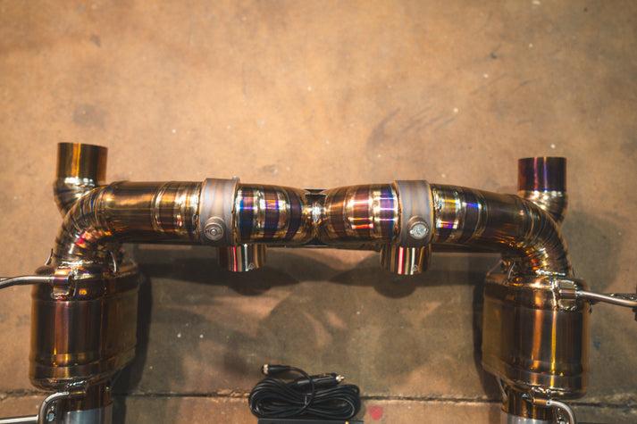 Valvetronic Designs 15-19 Ferrari 488 GTB,Spider 3.9L Full Exhaust System, Grade 5 Titanium Bespoke OEM Style Valvetronic Tips - FER.488.VSES.FF.TI