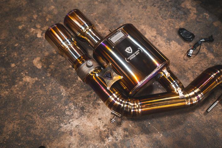 Valvetronic Designs 2006-2012 Ferrari 599 GTB Fiorano, 6.0L Full Exhaust System With Free Flow Headers, Grade 5 Titanium Titanium Bespoke OEM Style Valvetronic Tips - FER.599.VSES.FFH.TI