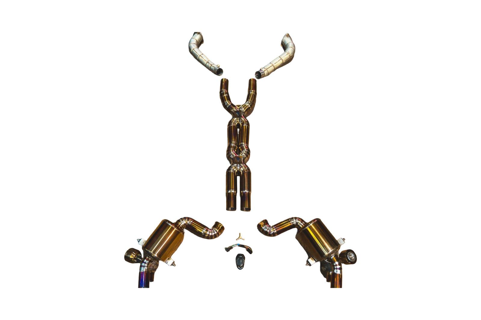 Valvetronic Designs 2008-2014 Ferrari California T, 3.9L Full Exhaust System, Grade 5 Titanium Titanium Bespoke OEM Style Valvetronic Tips - FER.CALI.43.VSES.FF.TI