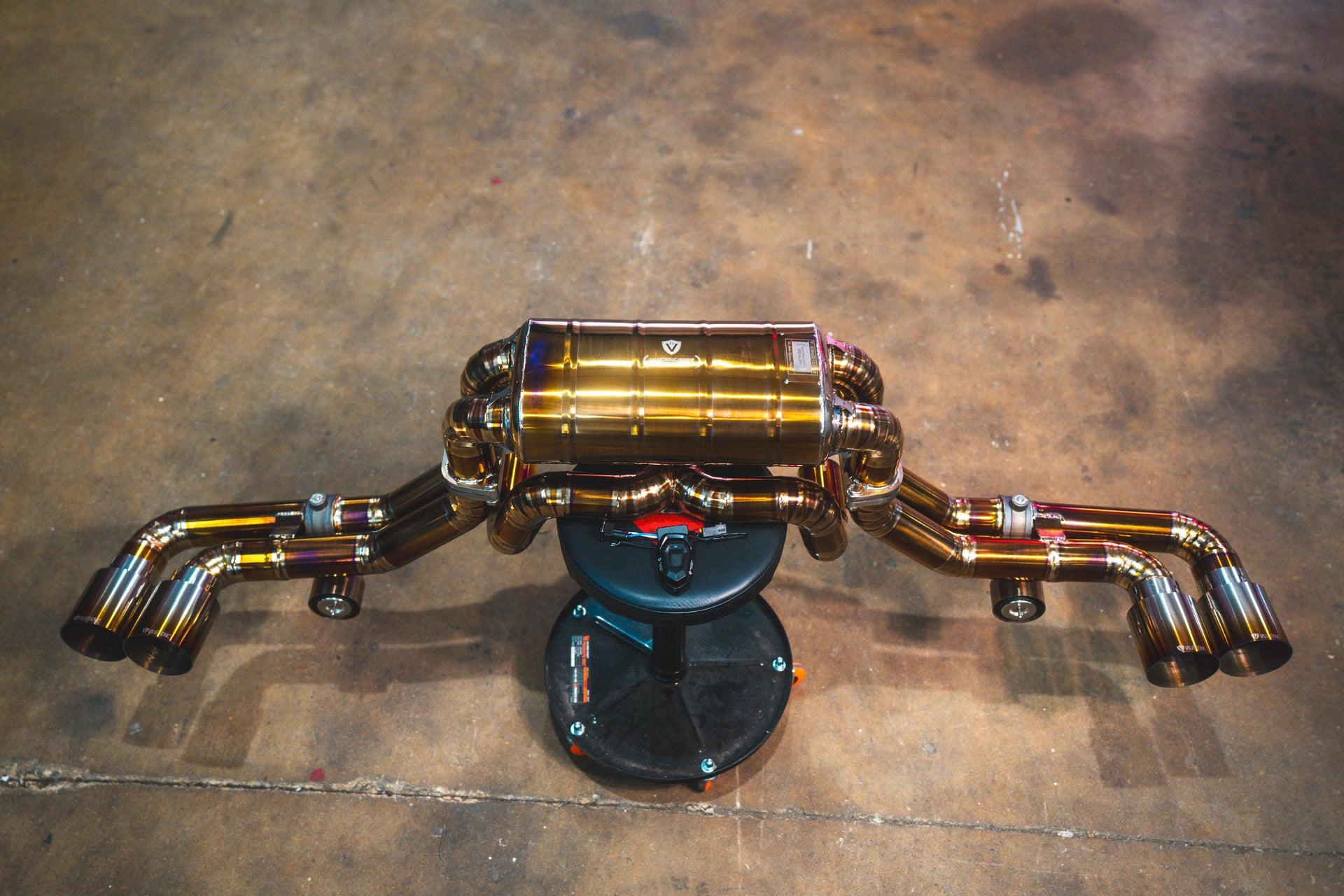 Valvetronic Designs 2004-2009 Ferrari F430 4.3L, Full Exhaust System, Grade 5 Titanium Titanium Bespoke OEM Style Valvetronic Tips - FER.F430.VSES.FF.TI