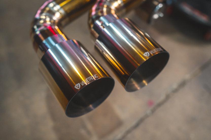 Valvetronic Designs 2004-2009 Ferrari F430 4.3L, Full Exhaust System, Grade 5 Titanium Titanium Bespoke OEM Style Valvetronic Tips - FER.F430.VSES.FF.TI
