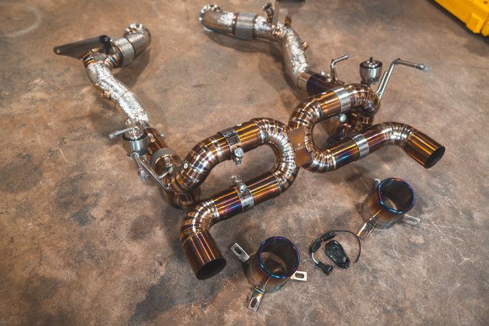 Valvetronic Designs 2019-2023 Ferrari F8 Tributo, Catback Grade 5 Titanium Titanium Bespoke OEM Style Valvetronic Tips - FER.F8.VSES.TI