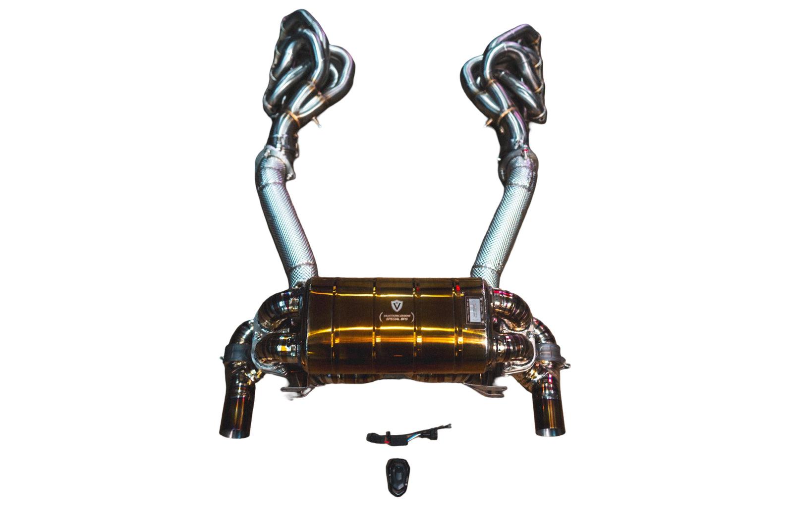 Valvetronic Designs 2008-2009 Ferrari 430 Scuderia 4.3L Full Exhaust System With Free Flow Headers, Grade 5 Titanium Titanium Bespoke OEM Style Valvetronic - FER.SCUD.VSES.FFH.TI