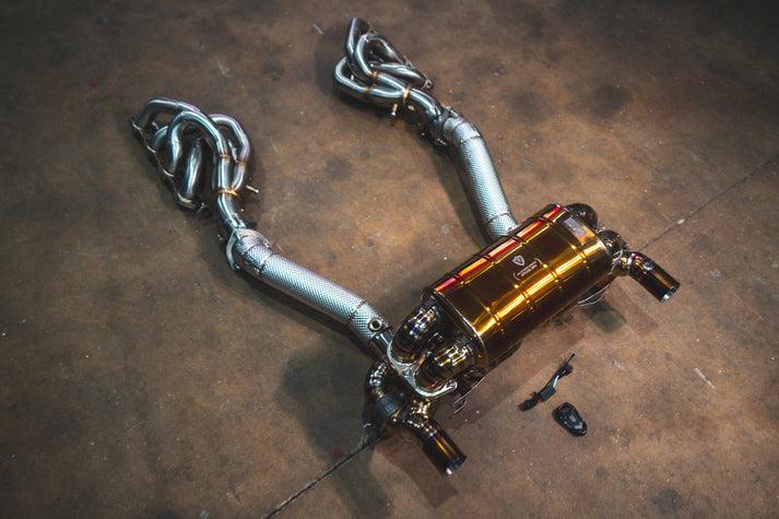 Valvetronic Designs 2008-2009 Ferrari 430 Scuderia 4.3L Full Exhaust System With Free Flow Headers, Grade 5 Titanium Titanium Bespoke OEM Style Valvetronic - FER.SCUD.VSES.FFH.TI