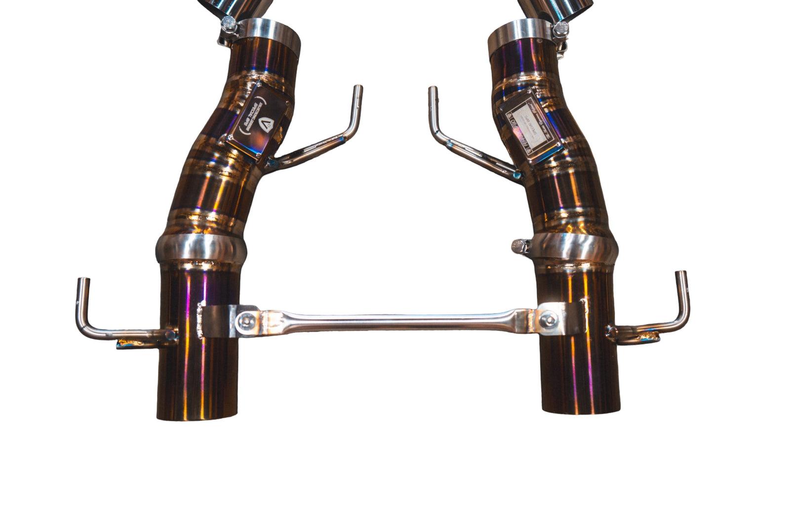 Valvetronic Designs 2019-2025 Ferrari SF90 Stradale 3.9L Catback Grade 5 Titanium Reuses OEM Style Tips - FER.SF90.F1.VSES.TI