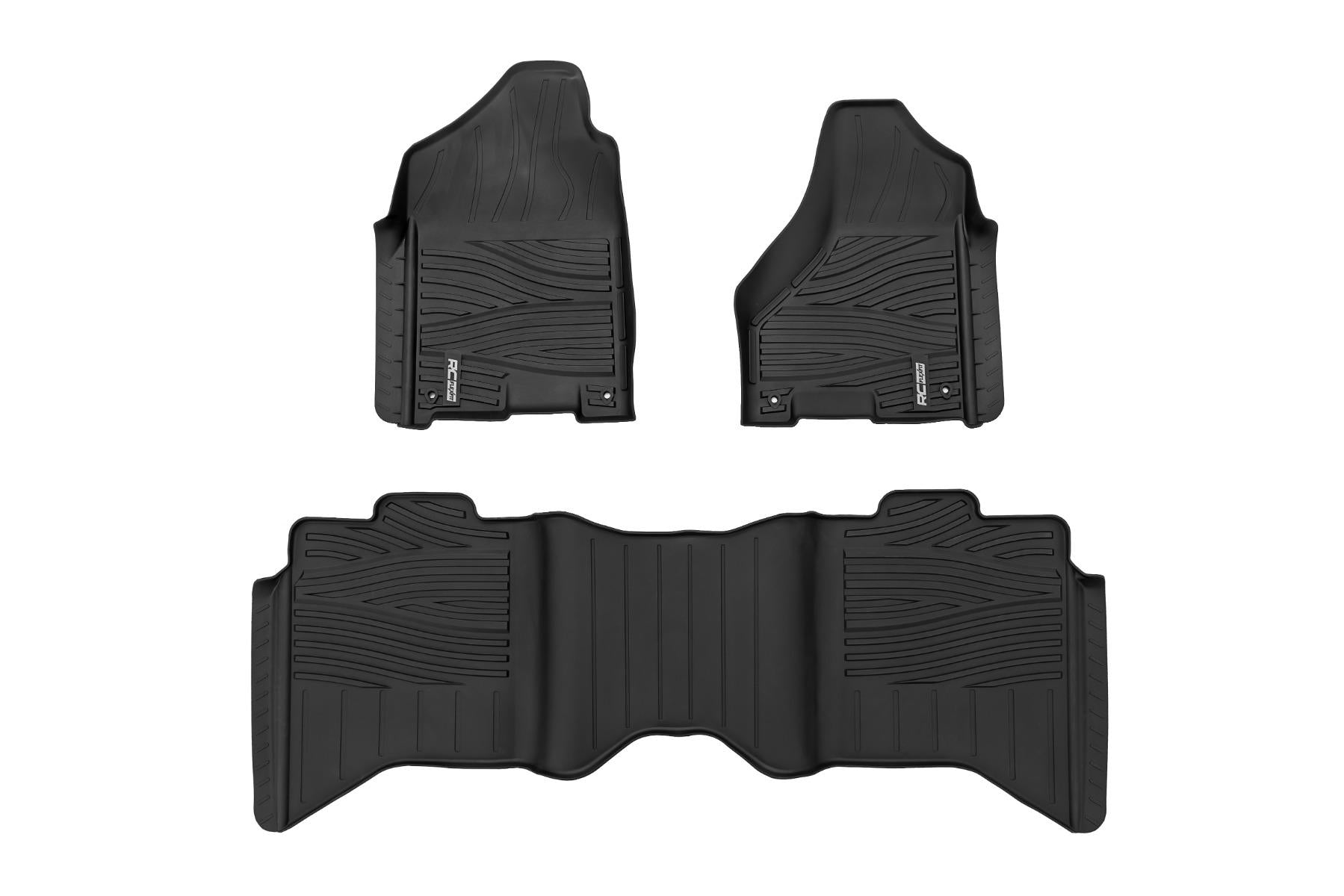 Rough Country Flex-Fit Floor Mats FR & RR Crew Cab Ram 1500 2WD/4WD (2012-2018 & Classic) (2012-2024 1500, 1500 Classic) - FF-31213