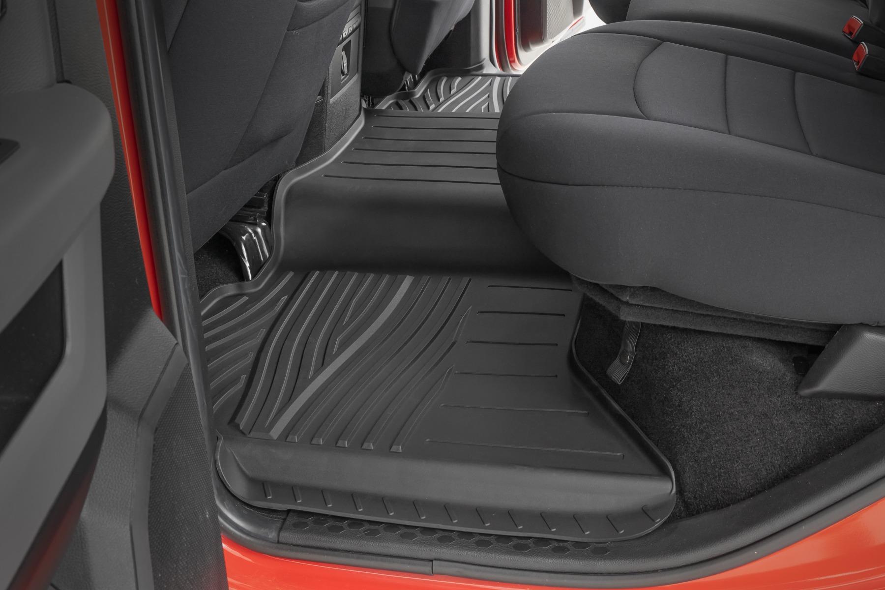 Rough Country Flex-Fit Floor Mats FR & RR Crew Cab Ram 1500 2WD/4WD (2012-2018 & Classic) (2012-2024 1500, 1500 Classic) - FF-31213
