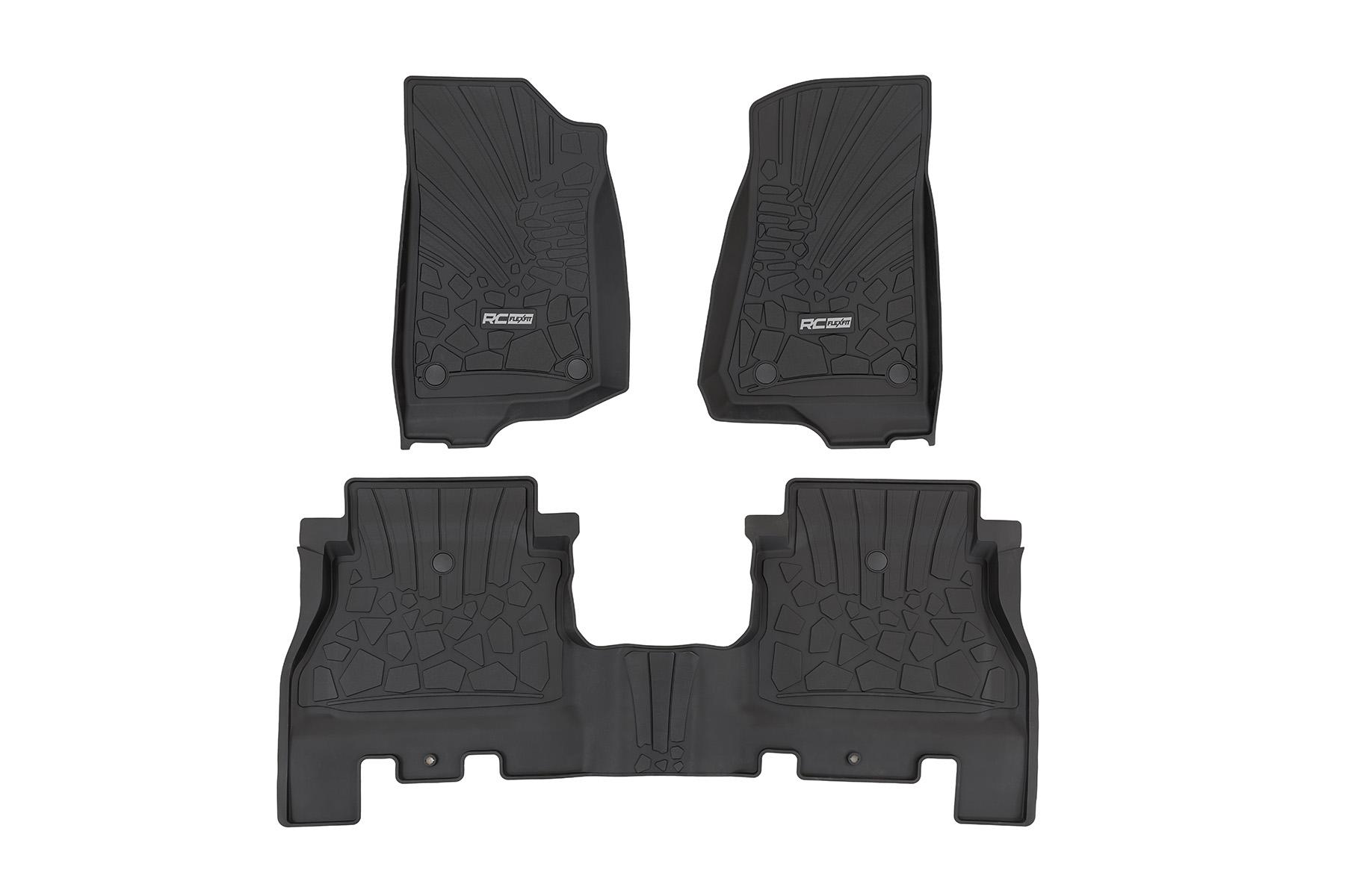Rough Country Flex Fit Floor Mats FR & RR 4 Door Jeep Wrangler Unlimited 4WD (18-26) (2019-2026 Wrangler) - FF-60112