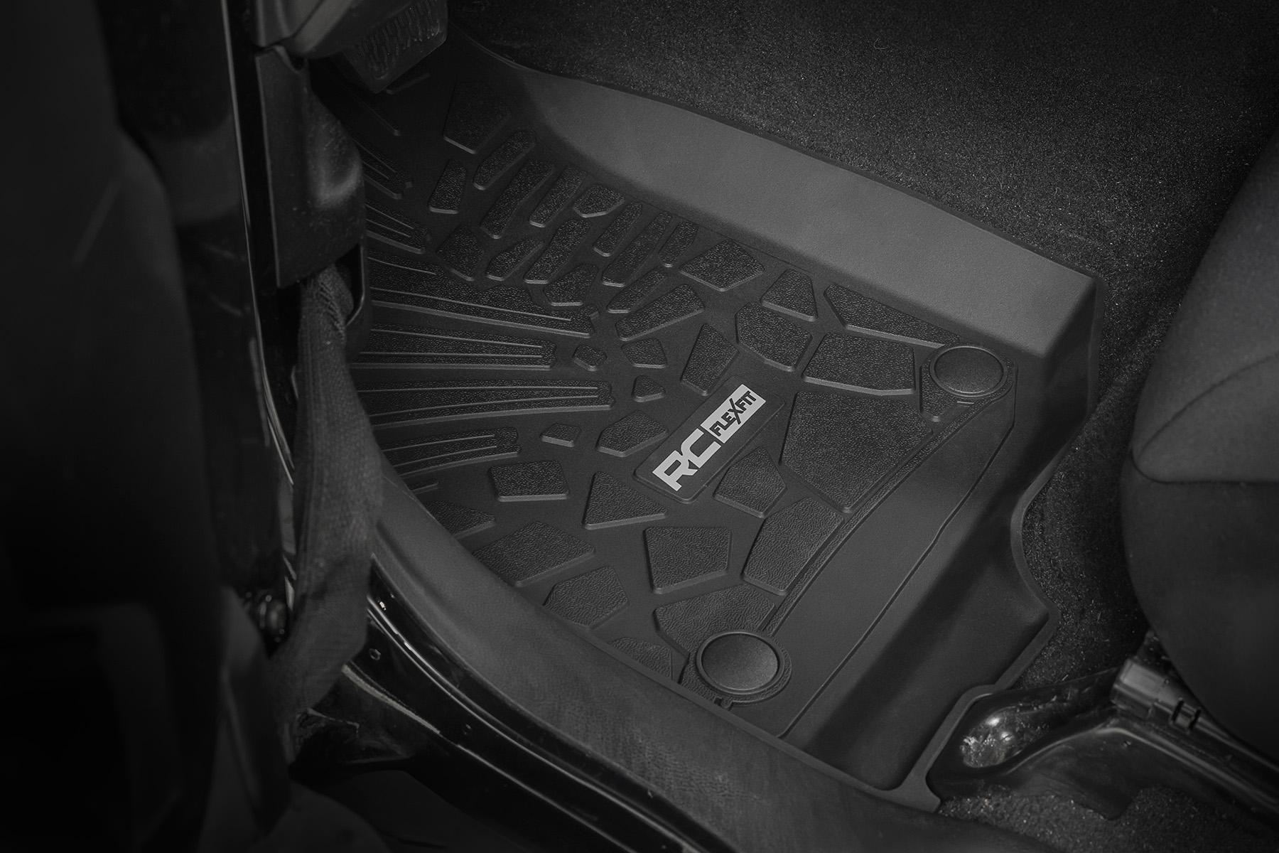 Rough Country Flex Fit Floor Mats FR & RR 4 Door Jeep Wrangler Unlimited 4WD (18-26) (2019-2026 Wrangler) - FF-60112