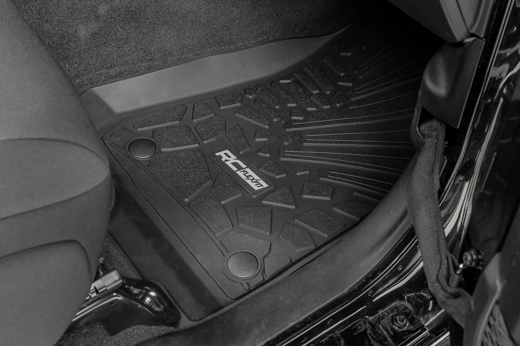 Rough Country Flex Fit Floor Mats FR & RR 4 Door Jeep Wrangler Unlimited 4WD (18-26) (2019-2026 Wrangler) - FF-60112