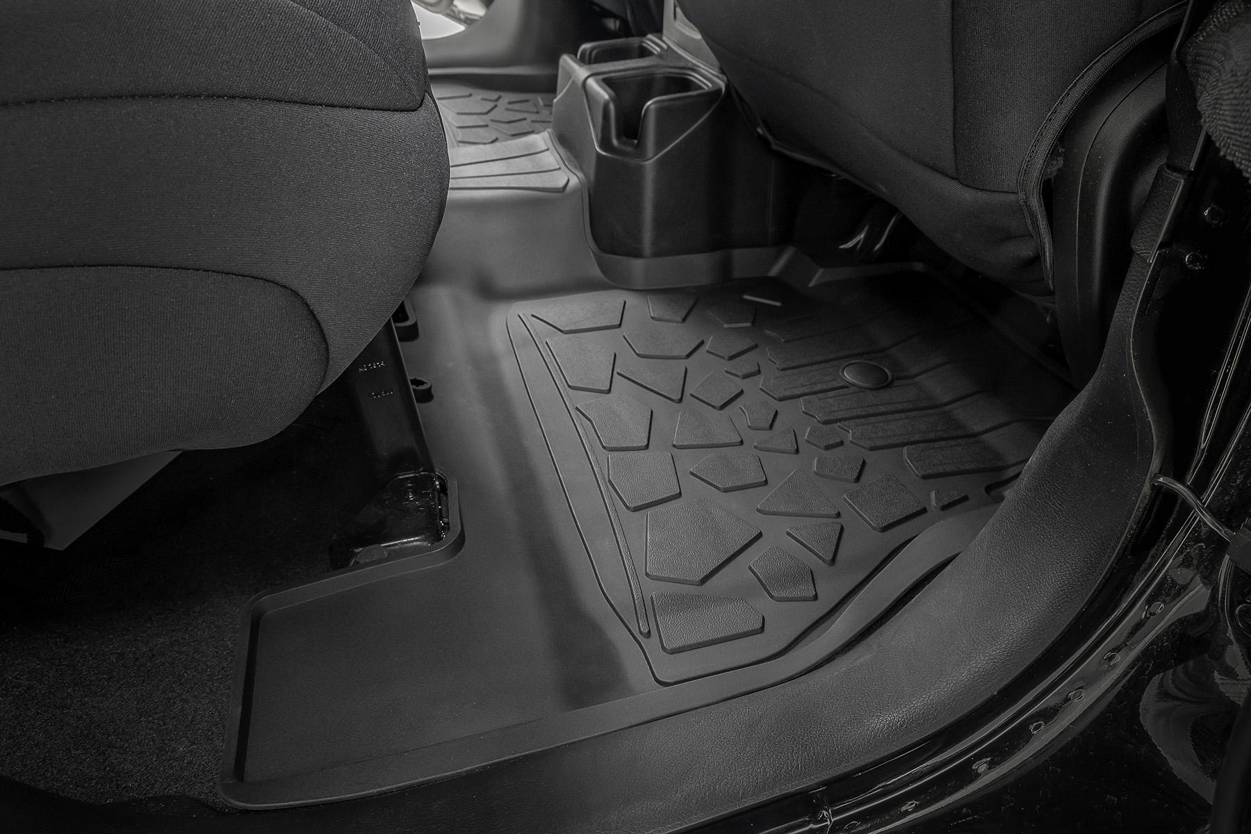 Rough Country Flex Fit Floor Mats FR & RR 4 Door Jeep Wrangler Unlimited 4WD (18-26) (2019-2026 Wrangler) - FF-60112